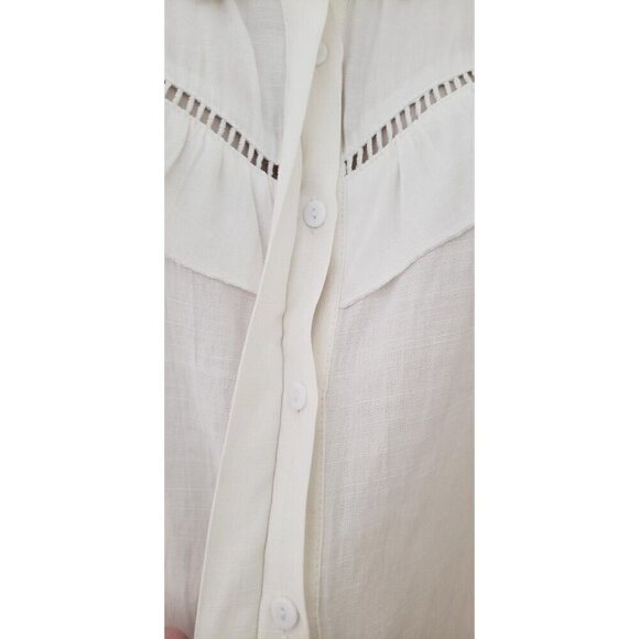 NEW LUXE MODA WHITE EMBROIDERED EMBELLISHED BLOUSE TOP SZ XLARGE - Picture 7 of 10